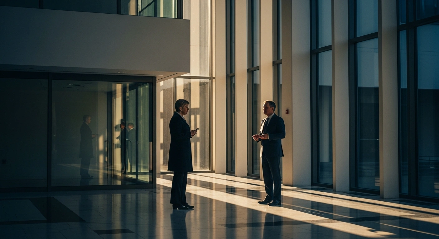 Chinese Foreign Minister Wang Yi stands in a modern hall, symbolizing the strengthening of diplomatic and economic ties between China and the Czech Republic.