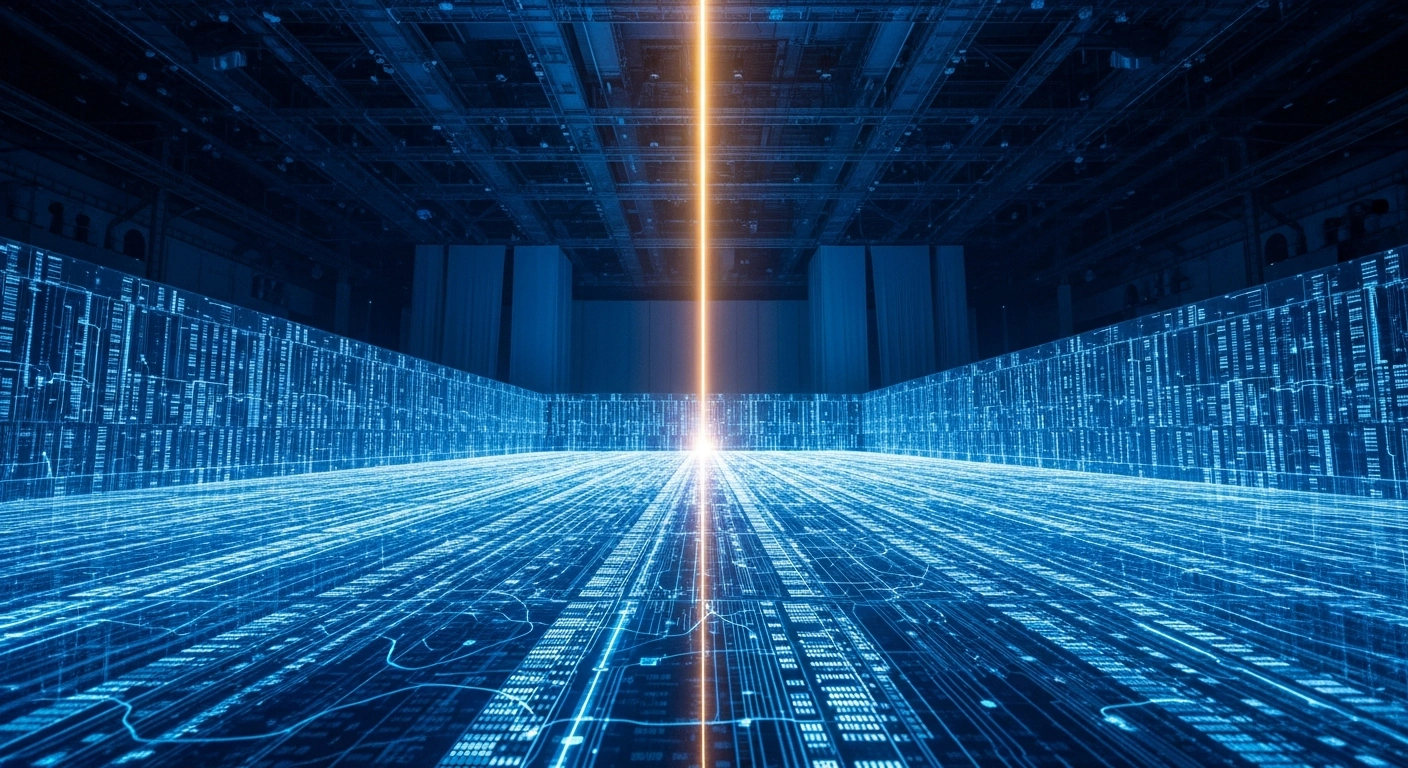 A vast, ethereal chamber with a glowing, translucent digital ledger meticulously organizing data streams, illuminated by a descending golden light, symbolizing China's new data property rights registration system to promote data utilization and economic potential.