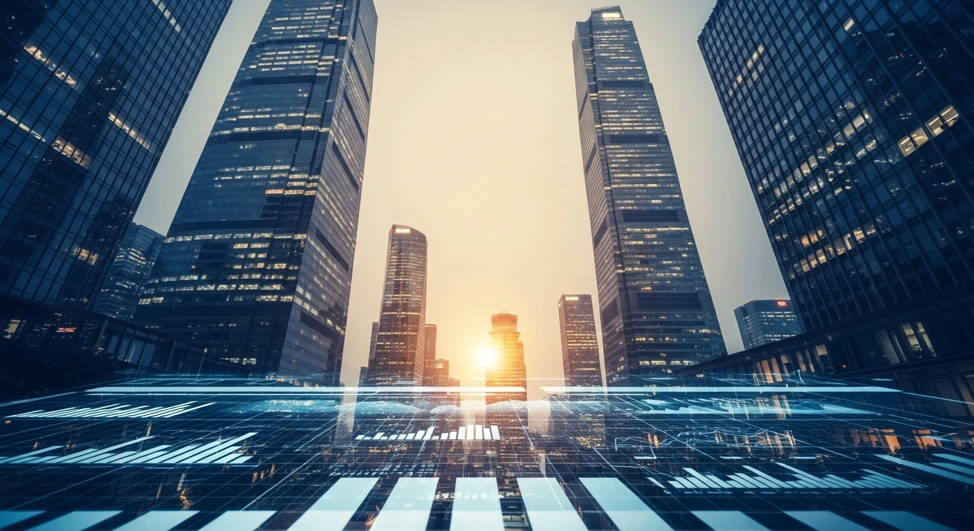 A modern cityscape in China represents the State Council's commitment to accelerating economic policies and optimizing fiscal fund utilization for national growth.