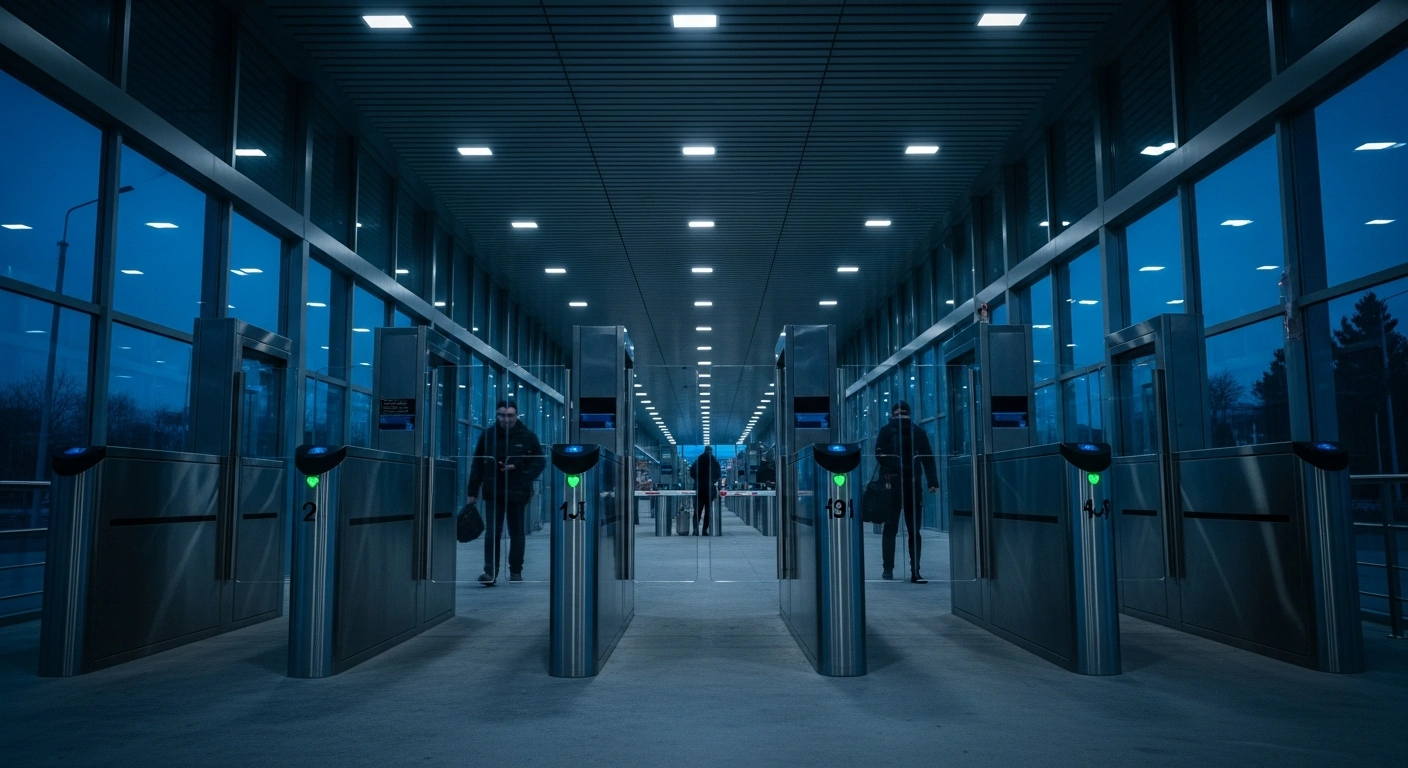 A modern international border checkpoint represents the updated exit and entry administration provisions implemented by the Chinese State Council.