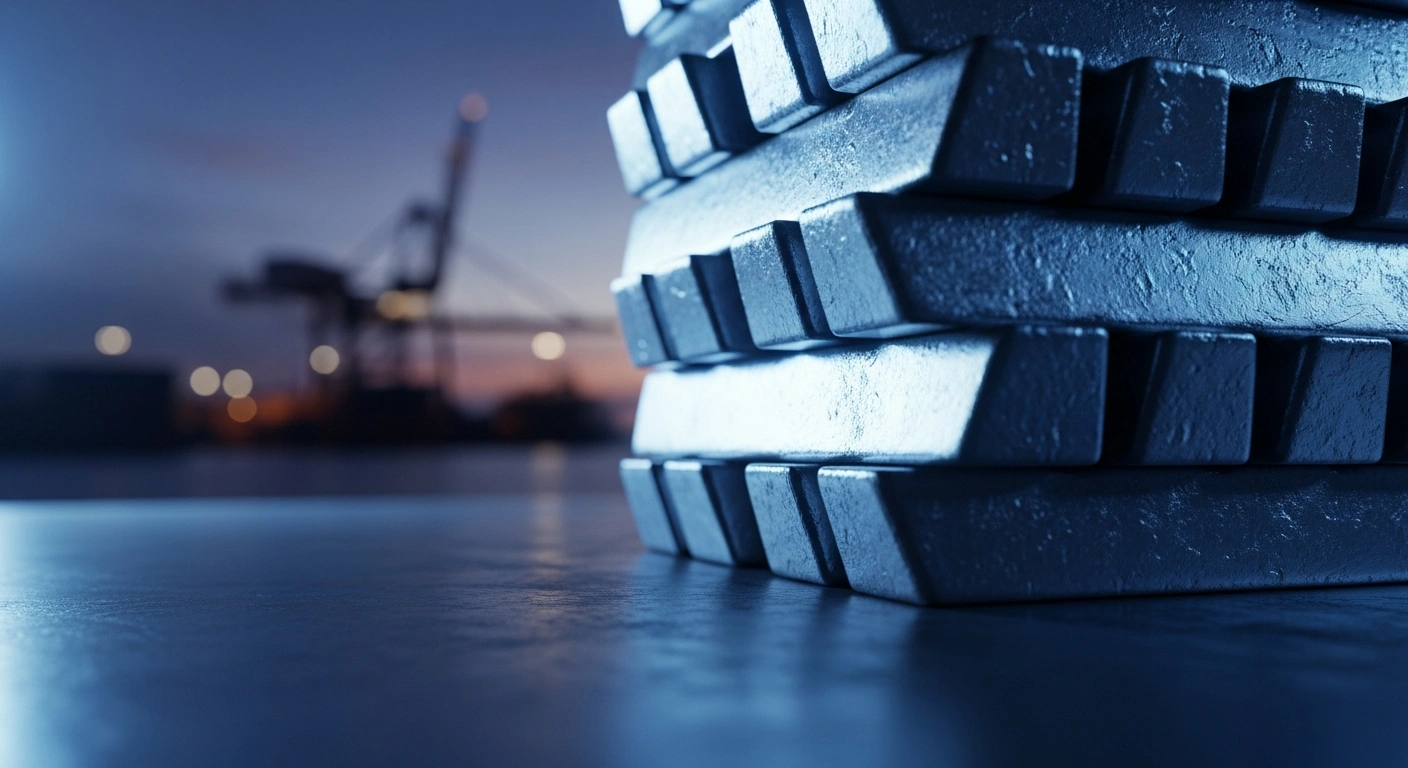 A stack of indium metal ingots sits on an industrial table as Chinese customs authorities implement new export documentation requirements for semiconductor materials.