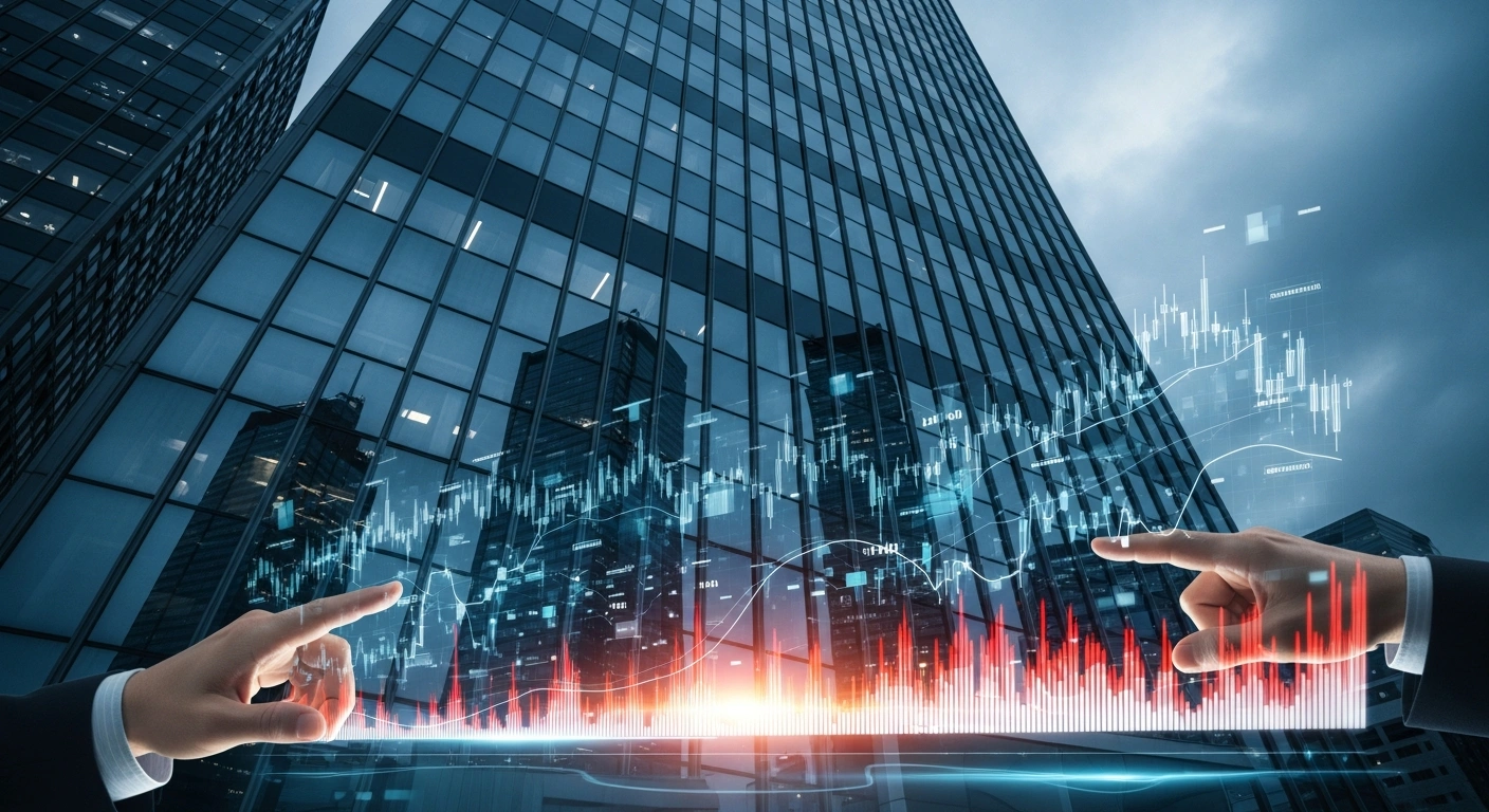 A digital representation of financial regulatory oversight monitoring illegal cross-border stock trading activities in a modern city.