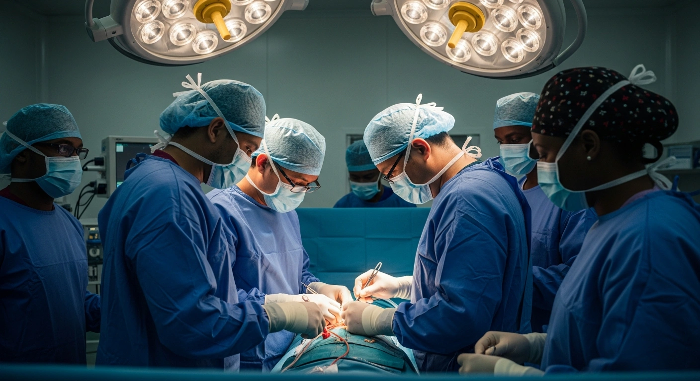 A Chinese medical team performs a complex surgery on a patient in Sierra Leone to save their leg after a tricycle accident.