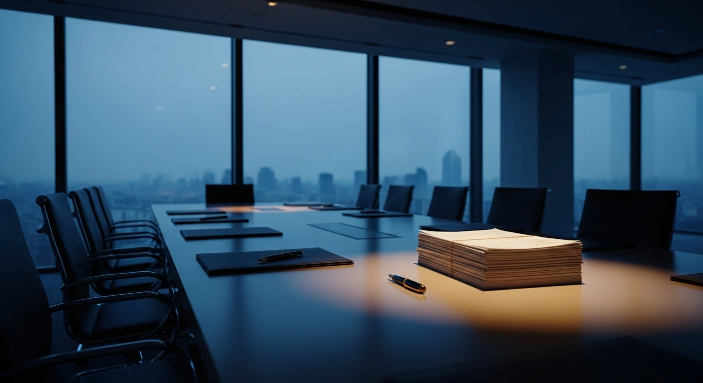 A high-stakes diplomatic setting features an empty conference table with documents as China prepares for a summit with U.S. President Donald Trump regarding international stability.