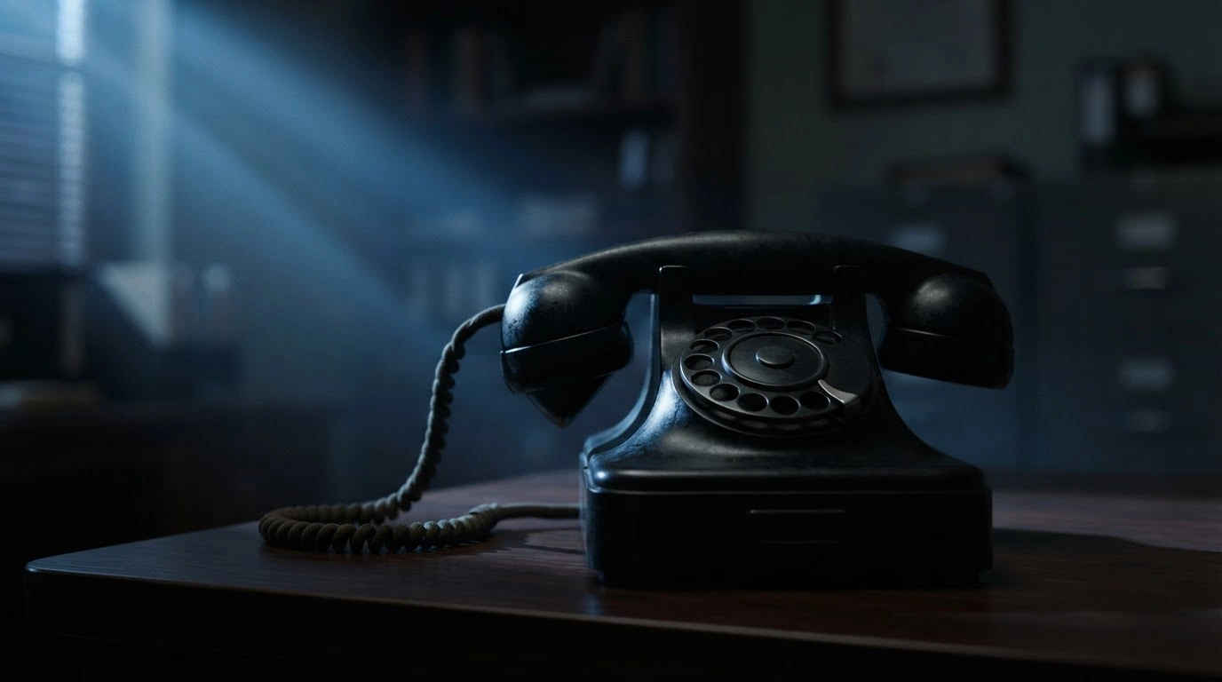 A vintage rotary telephone sits on a desk as the Canadian Crime Stoppers Association transitions to a phone-only tip reporting system to ensure tipster anonymity.