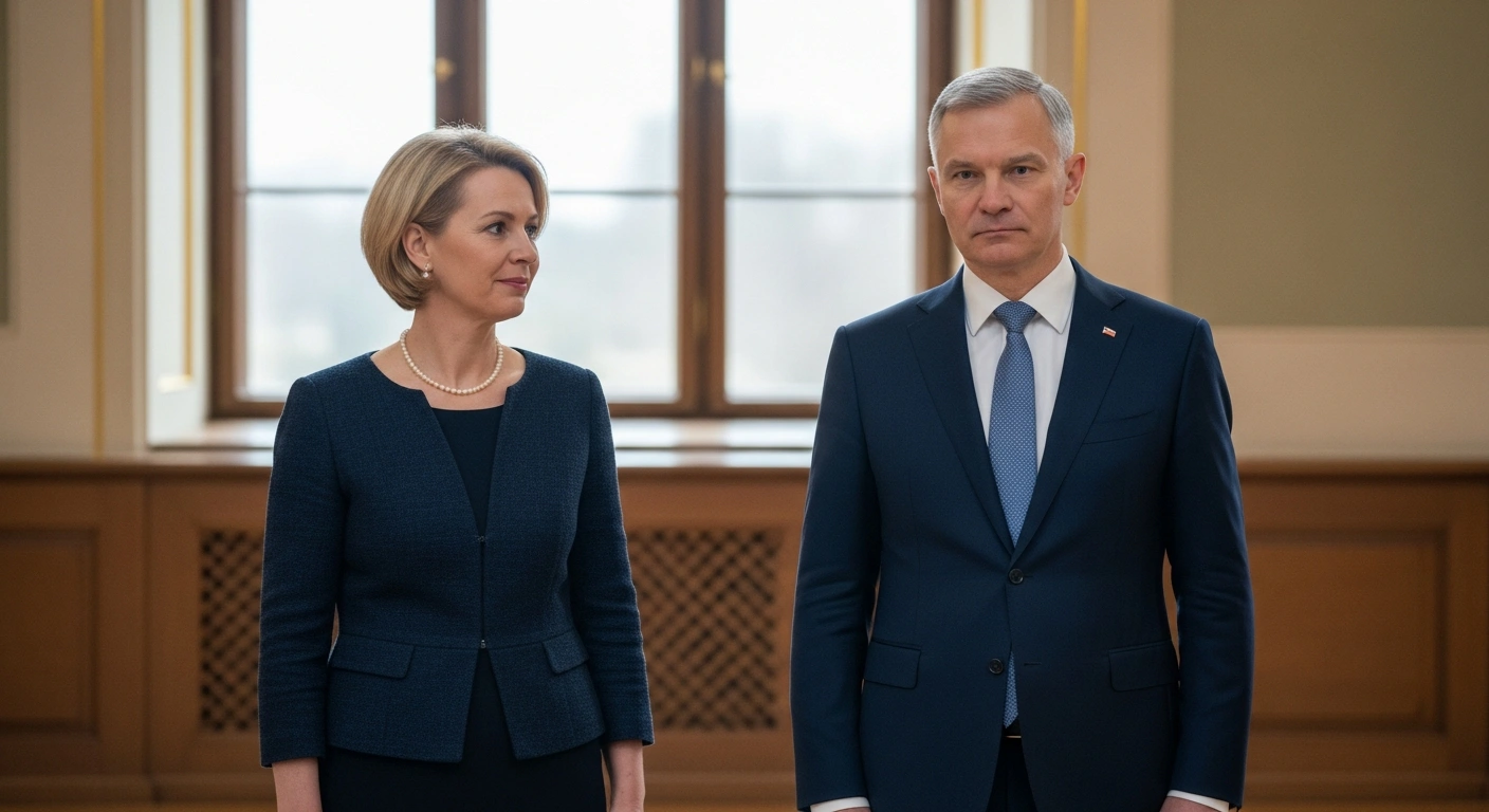 Czech President Petr Pavel and Latvian President Edgars Rinkēvičs stand together during a state visit to discuss regional security and defense cooperation.