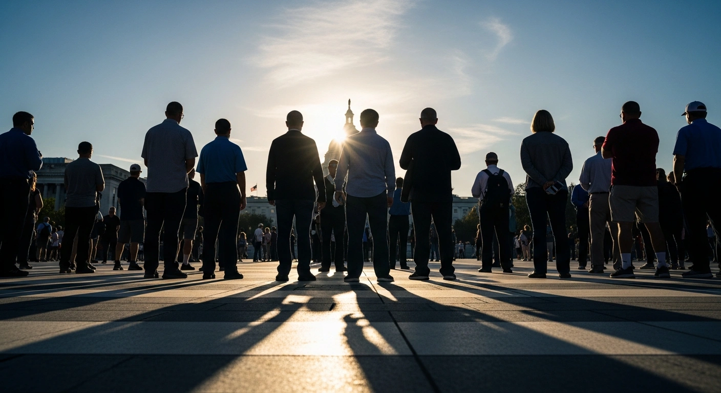 A diverse group of American voters stands in a sunlit square as they prepare for the upcoming 2026 midterm election cycle and congressional control.