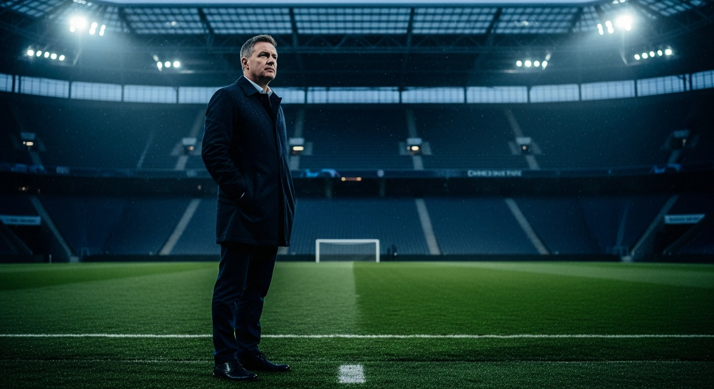 Dieter Hecking stands on the pitch at the VfL Wolfsburg stadium after being appointed as the new head coach.