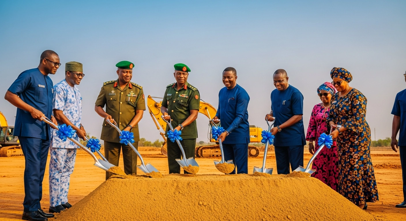 Lieutenant General Taoreed Lagbaja and South-East governors perform a ceremonial groundbreaking for the new 120-bed Army Medical Centre in Ebonyi State.