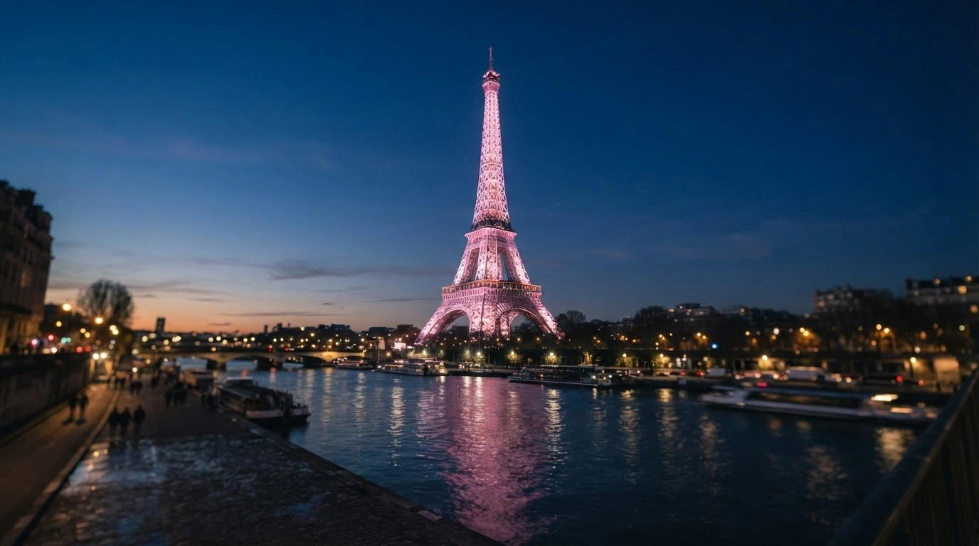 The Eiffel Tower is illuminated in pink to mark the launch of the 2026 Octobre Rose breast cancer awareness campaign in Paris.