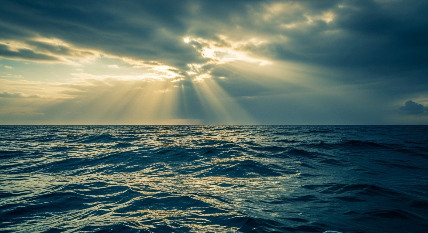 A dramatic view of turbulent ocean waves beneath a stormy sky representing the development of a significant El Niño climate event.