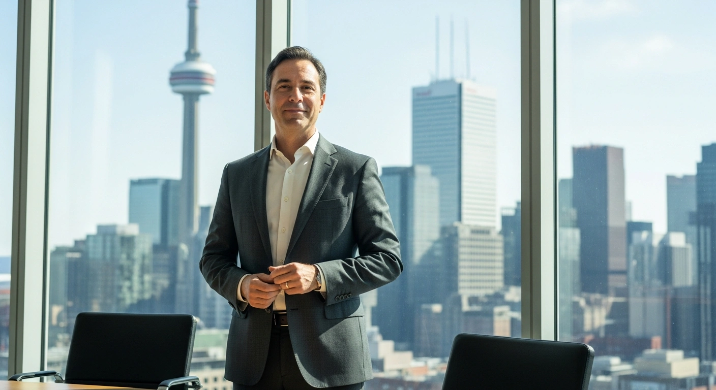 Elio Luongo stands in a modern office building after his appointment to the Canada Pension Plan Investment Board.