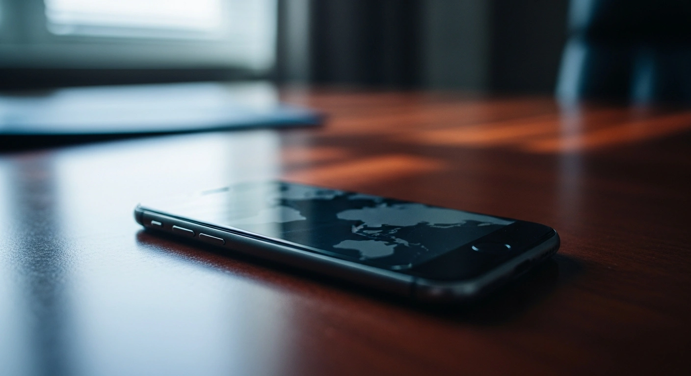 A smartphone sits on a desk during a high-level diplomatic discussion between Turkish President Recep Tayyip Erdogan and NATO Secretary General Mark Rutte regarding Middle East security.