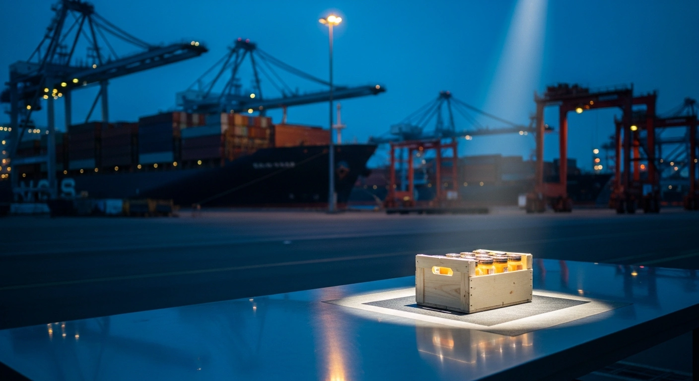 A close-up view of an agricultural inspection at a shipping port representing new European Union import restrictions on Brazilian animal products.