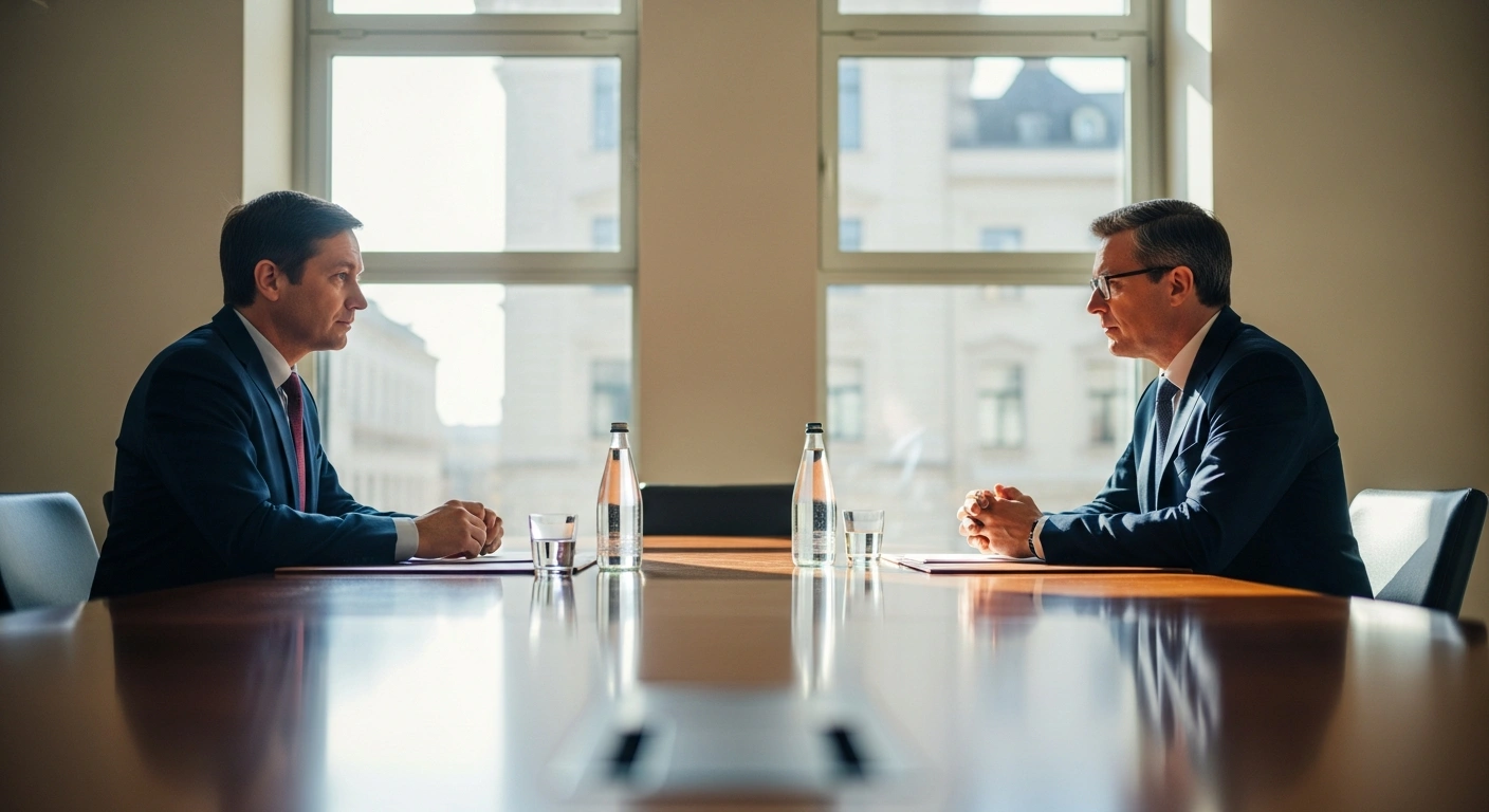 Egyptian Foreign Minister Badr Abdelatty and EU High Representative Josep Borrell sit at a conference table during the 11th EU-Egypt Association Council meeting in Luxembourg.