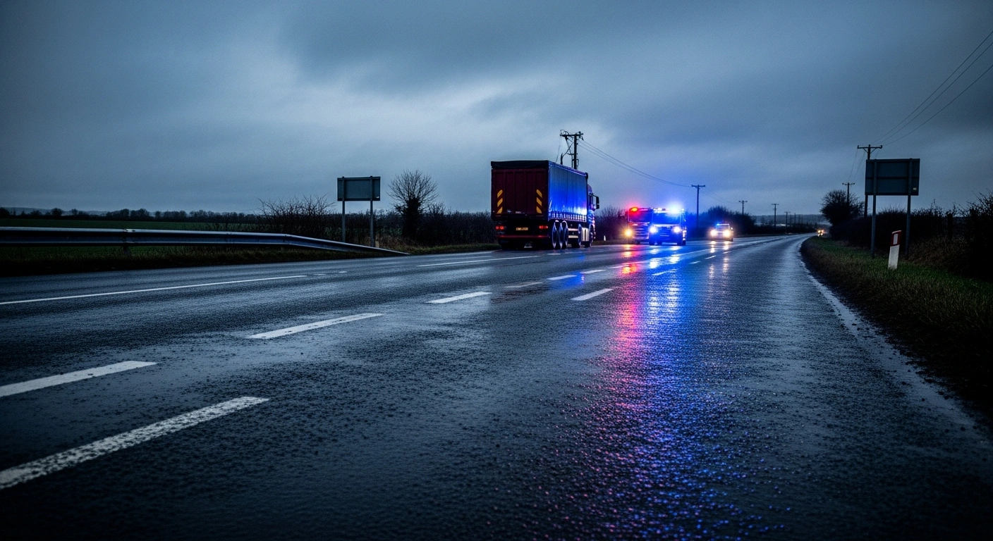Emergency services investigate the scene of a fatal collision involving a truck on the R173 in Jenkinstown, County Louth.