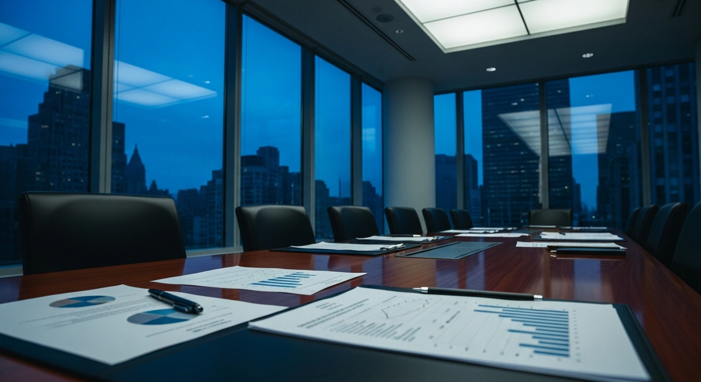 A professional boardroom setting represents the FDIC proposal to modernize regulations regarding the sharing of confidential supervisory information by financial institutions.