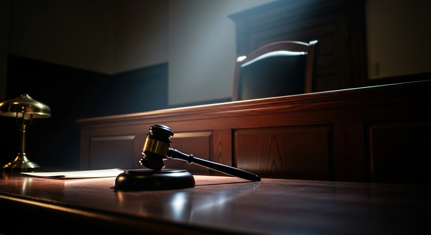 A gavel sits on a wooden bench in a courtroom where a federal judge issued a restraining order against the Trump administration's fund.