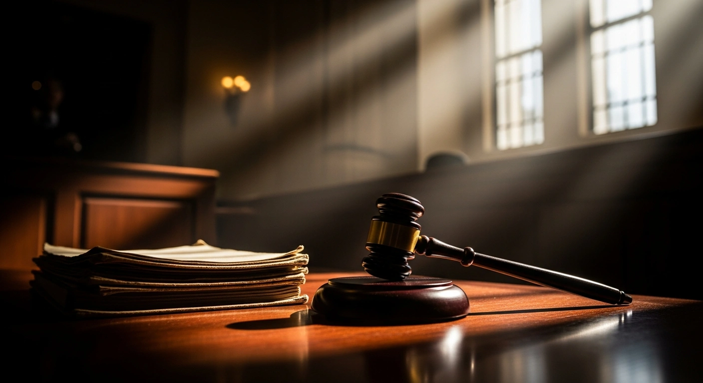 A wooden gavel rests on legal documents in a courtroom, representing the federal judge's order to refund Section 301 tariffs on Chinese imports.