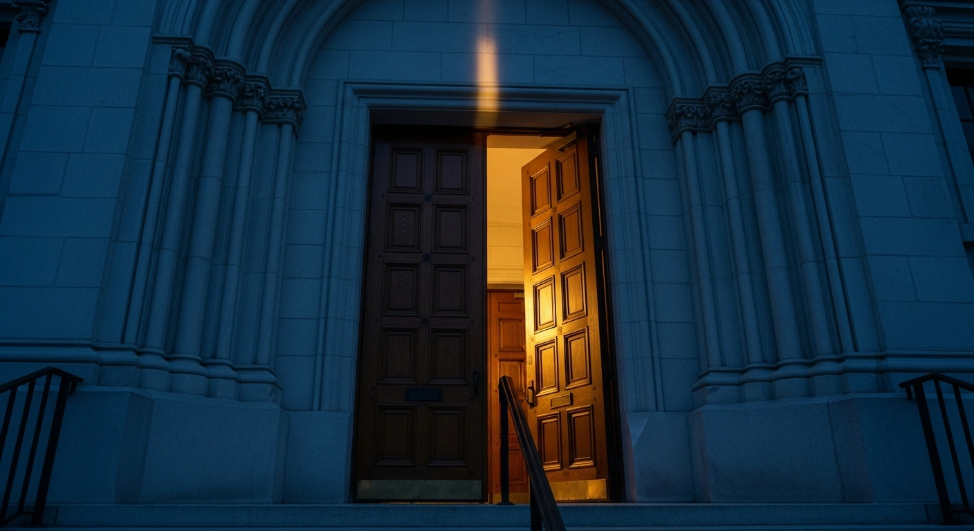 The exterior of a federal courthouse building stands at dusk, representing the legal ruling that struck down restrictive asylum and work permit policies.