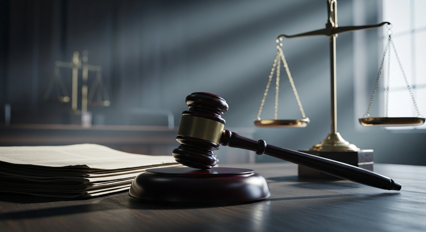 A wooden gavel rests on legal documents in a courtroom, representing the federal judge's order for the U.S. government to refund Section 301 tariffs.