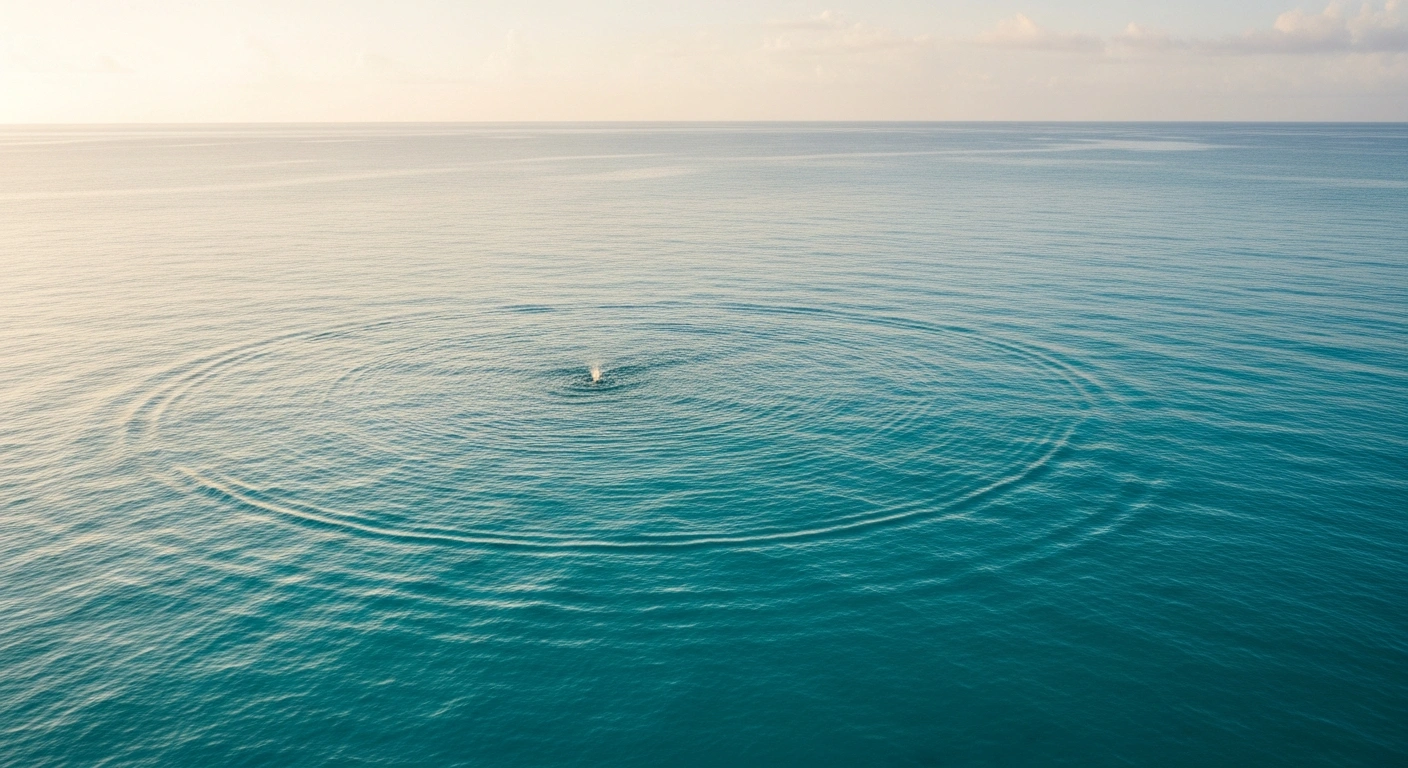A calm, wide view of the South Pacific Ocean near the Fiji Islands following a 5.3 magnitude earthquake.