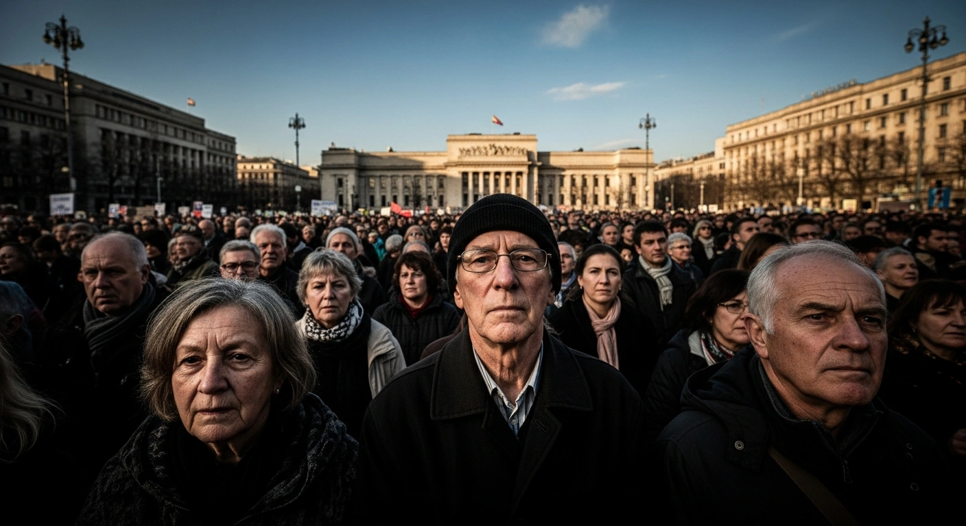 A diverse crowd, including many elderly individuals, participates in a nationwide protest in France, organized by the CGT union against the proposed 2026 budget's impact on retirees, including pension freezes and changes to tax allowances.