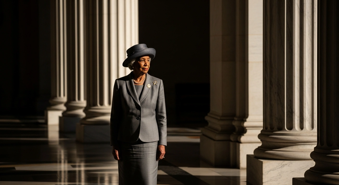 Democratic Representative Frederica Wilson stands in a sunlit hallway as she announces her retirement from the U.S. House of Representatives.