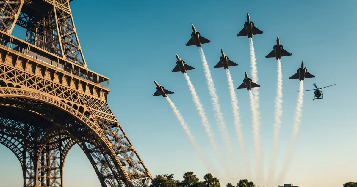 French Air Force Conducts Aerial Commemoration Over Paris for U.S. Semiquincentennial