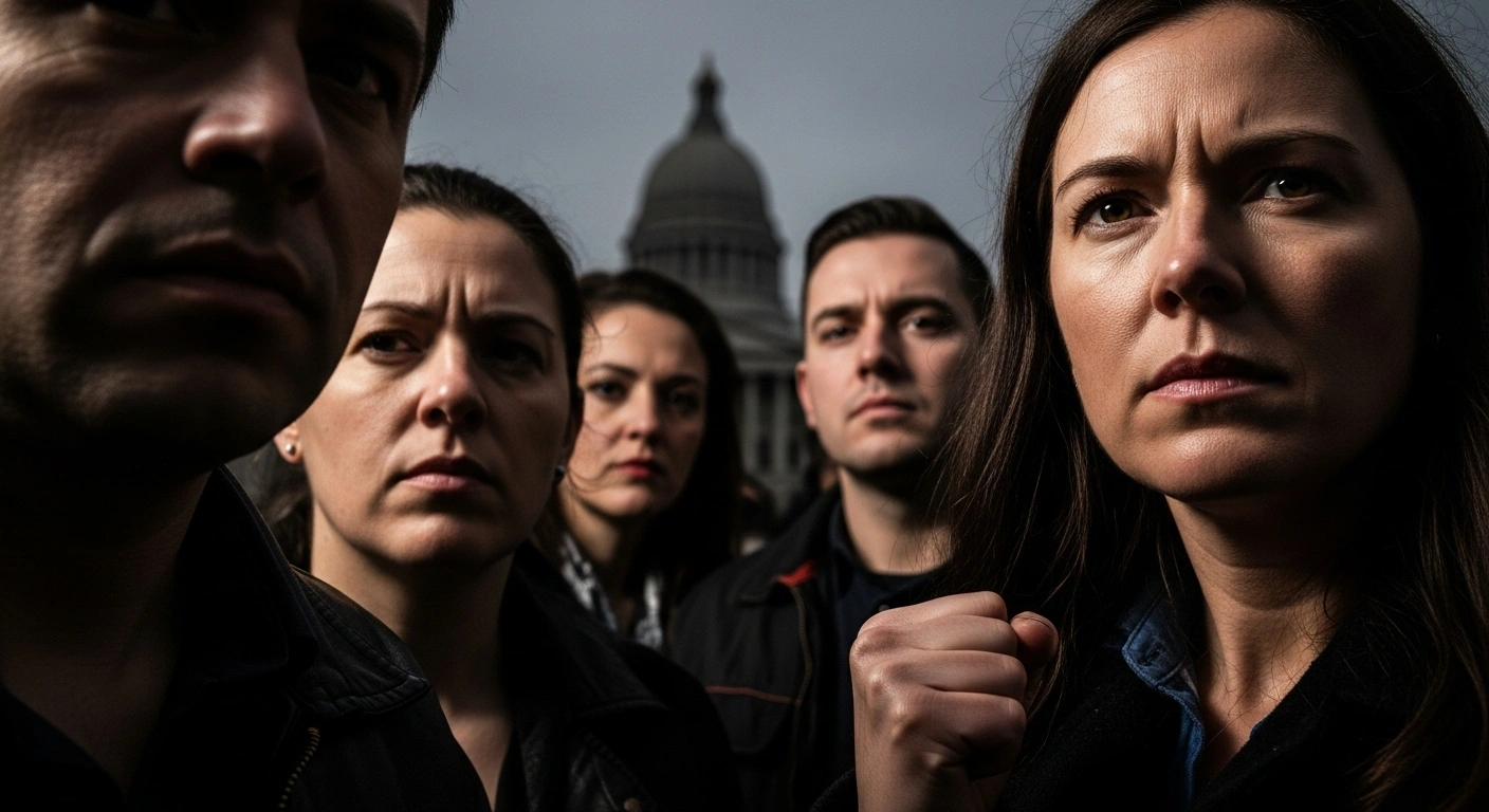 A determined group of French union leaders stands resolutely before a blurred government building under stark lighting, symbolizing their call for nationwide strikes and demonstrations on October 2, 2025, following an unsuccessful meeting with Prime Minister Sébastien Lecornu regarding budget, pension, and unemployment reforms.