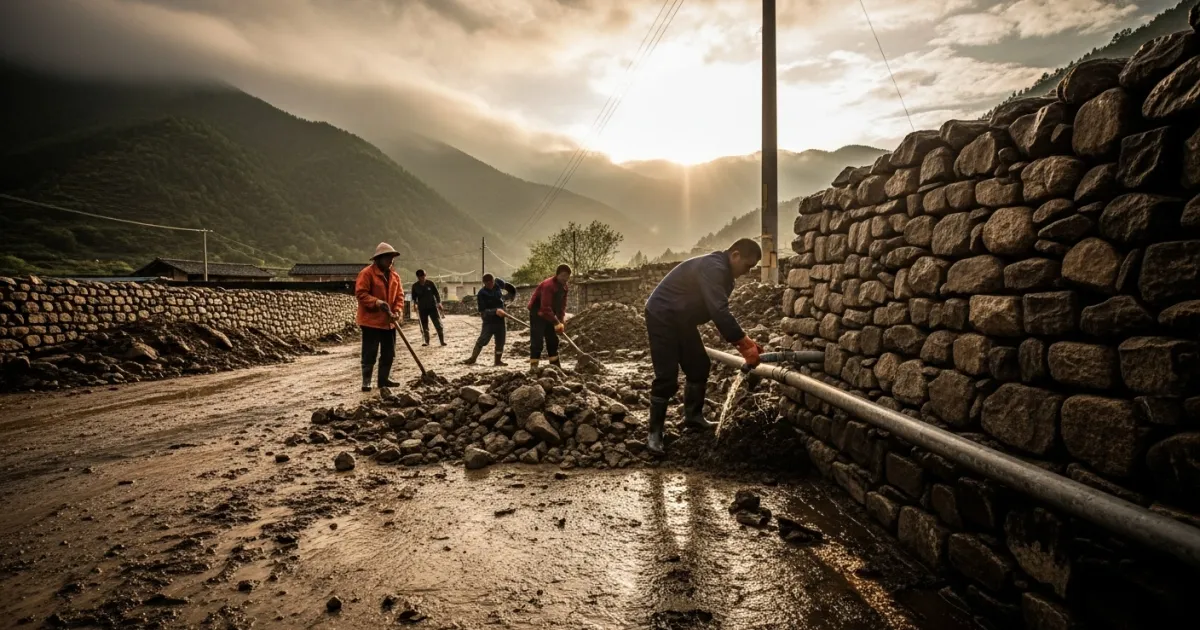 Gansu Province Residents Lead Recovery Efforts Following Heavy Rainfall