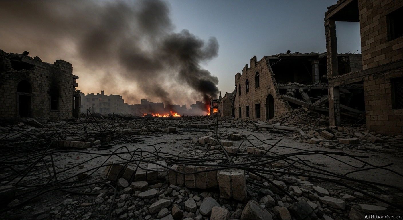 The destroyed remains of the Al-Muttaqin Mosque in the Gaza Strip following an Israeli military airstrike.