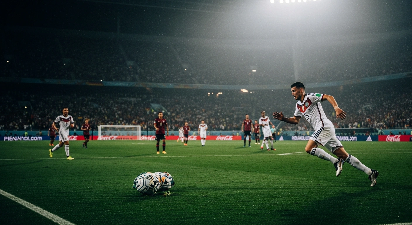 A German football player celebrates a late goal during the 2002 FIFA World Cup match against Paraguay in Seogwipo, South Korea.