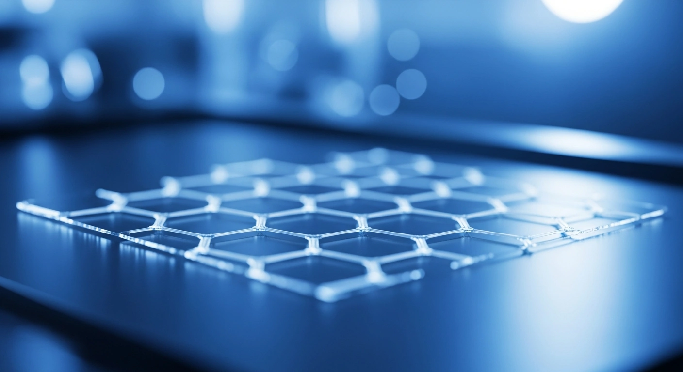 A high-quality graphene wafer used for developing advanced quantum chips is displayed in a laboratory setting.
