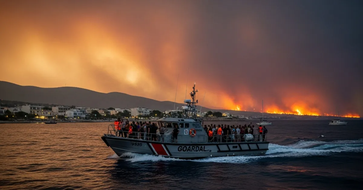 Emergency Sea Evacuations Conducted in Boeotia as Wildfires Threaten Coastal Areas