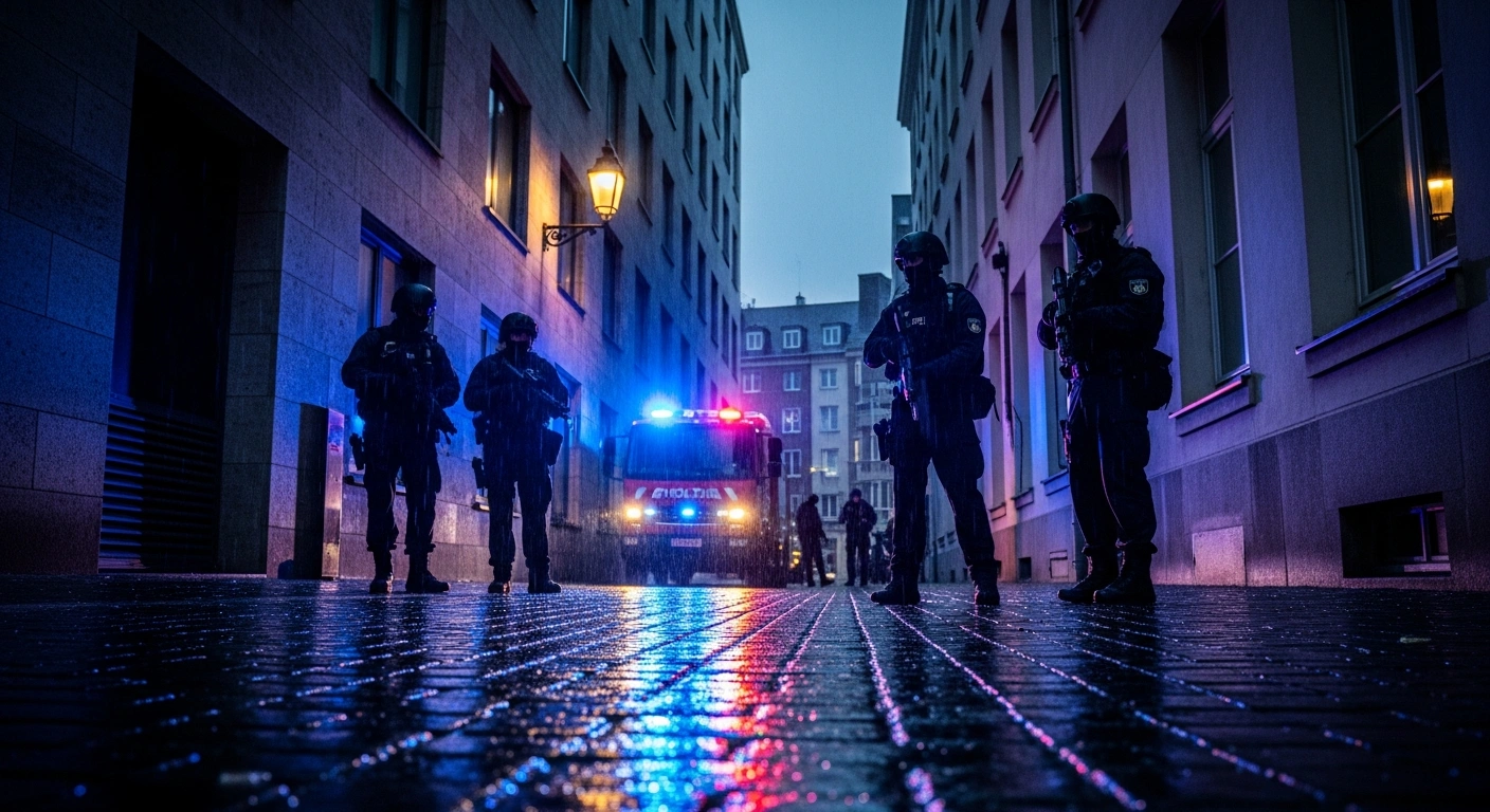 German security forces conduct a tactical operation in Hamburg to thwart a planned terrorist attack.