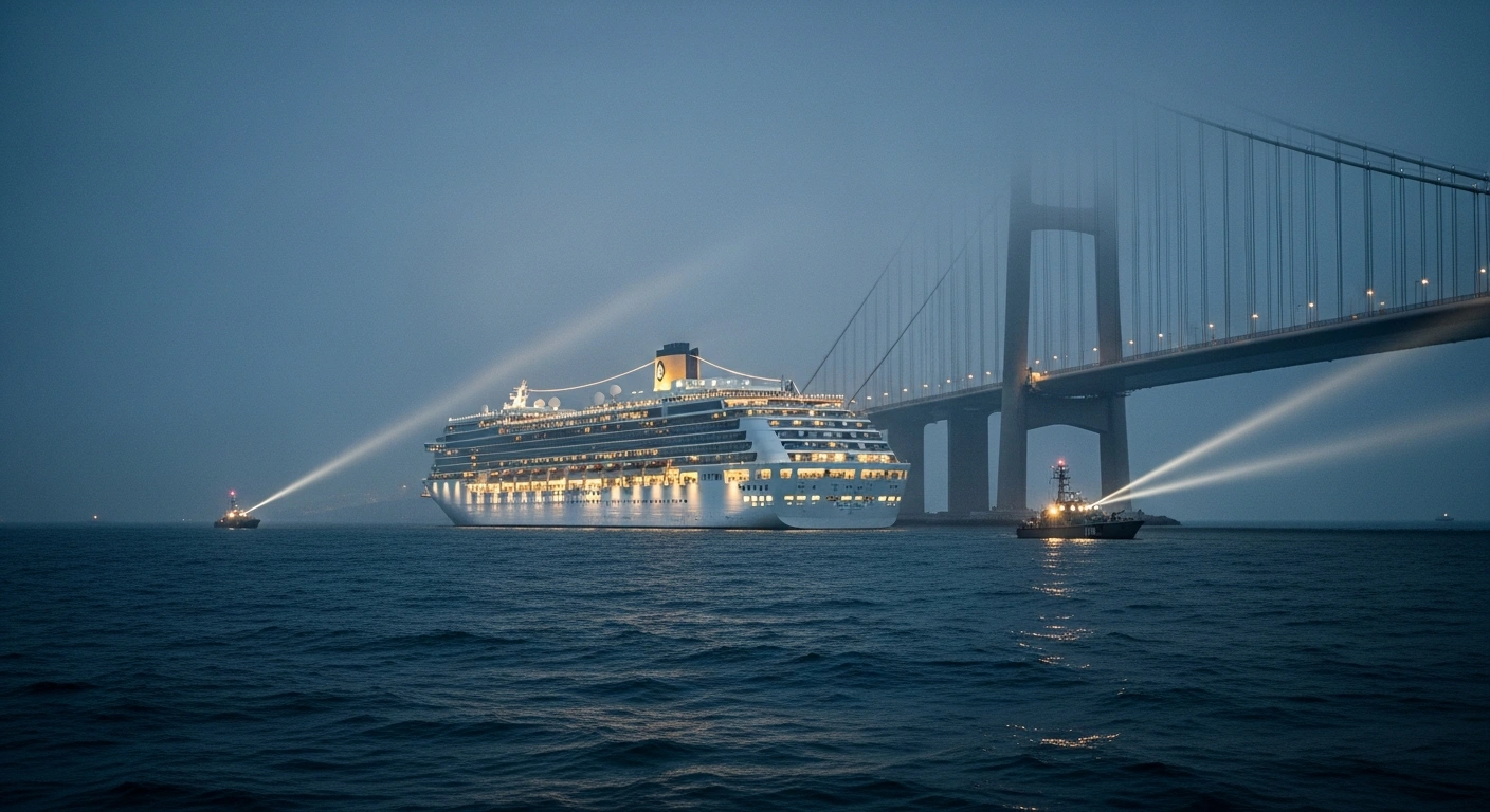 A search and rescue operation is underway near the Hong Kong-Zhuhai-Macau Bridge as patrol boats search for a missing passenger from a cruise ship.
