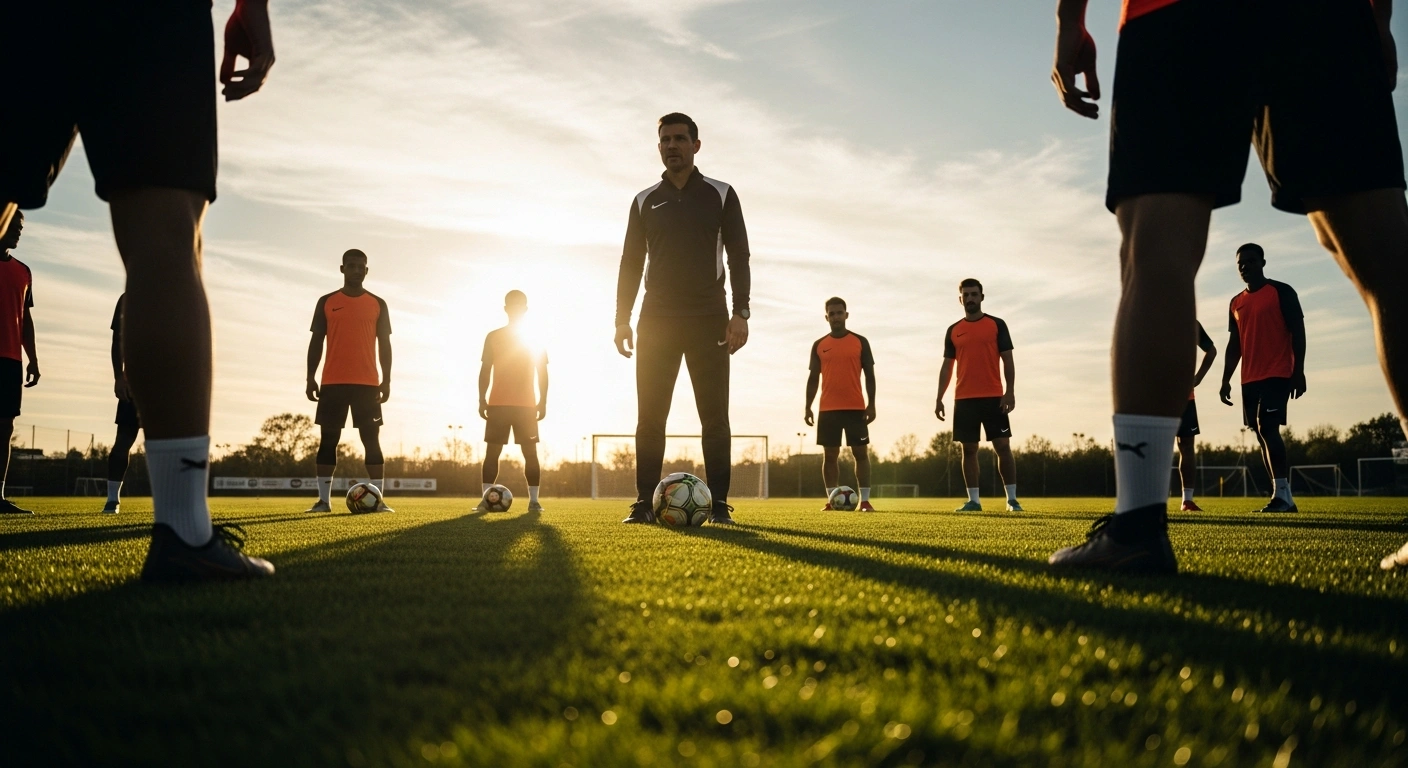 South Africa head coach Hugo Broos observes his provisional 32-member squad during a training session in preparation for the 2026 FIFA World Cup.