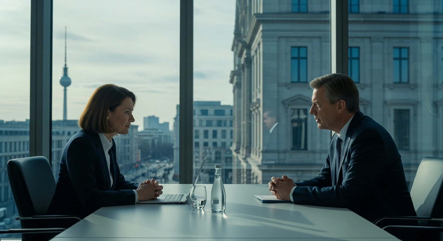Hungarian Foreign Minister Péter Szijjártó and German Foreign Minister Annalena Baerbock engage in a formal diplomatic meeting in Berlin to discuss bilateral relations.