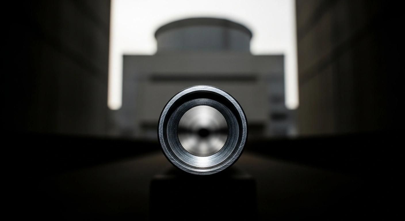 A gleaming VVER-440 nuclear fuel rod is precisely framed in the foreground, with the imposing structure of a nuclear power plant visible in the soft-focused background, symbolizing the agreement between Hungary's MVM Group and Westinghouse Electric Company to diversify the nuclear fuel supply for the Paks Nuclear Power Plant by 2028.