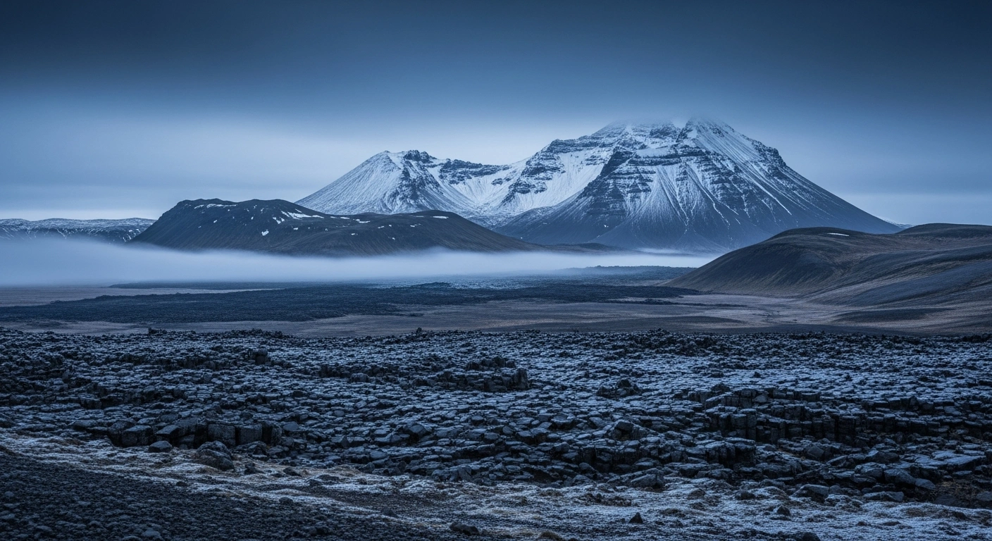 The rugged landscape of the Bárðarbunga volcano system in Iceland is monitored under a yellow aviation alert due to recent seismic activity.