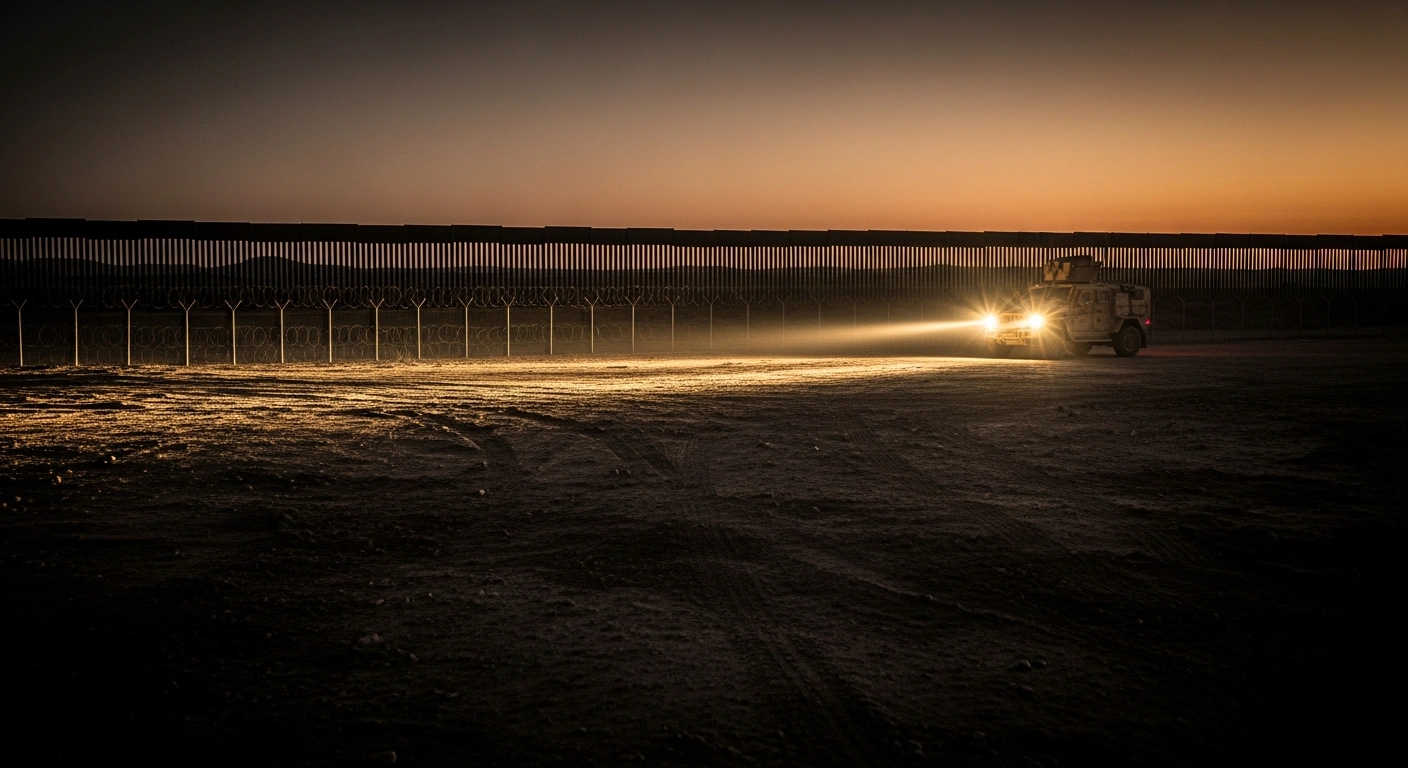 An Israel Defense Forces military vehicle patrols the border fence in the southern Gaza Strip during a security incident.