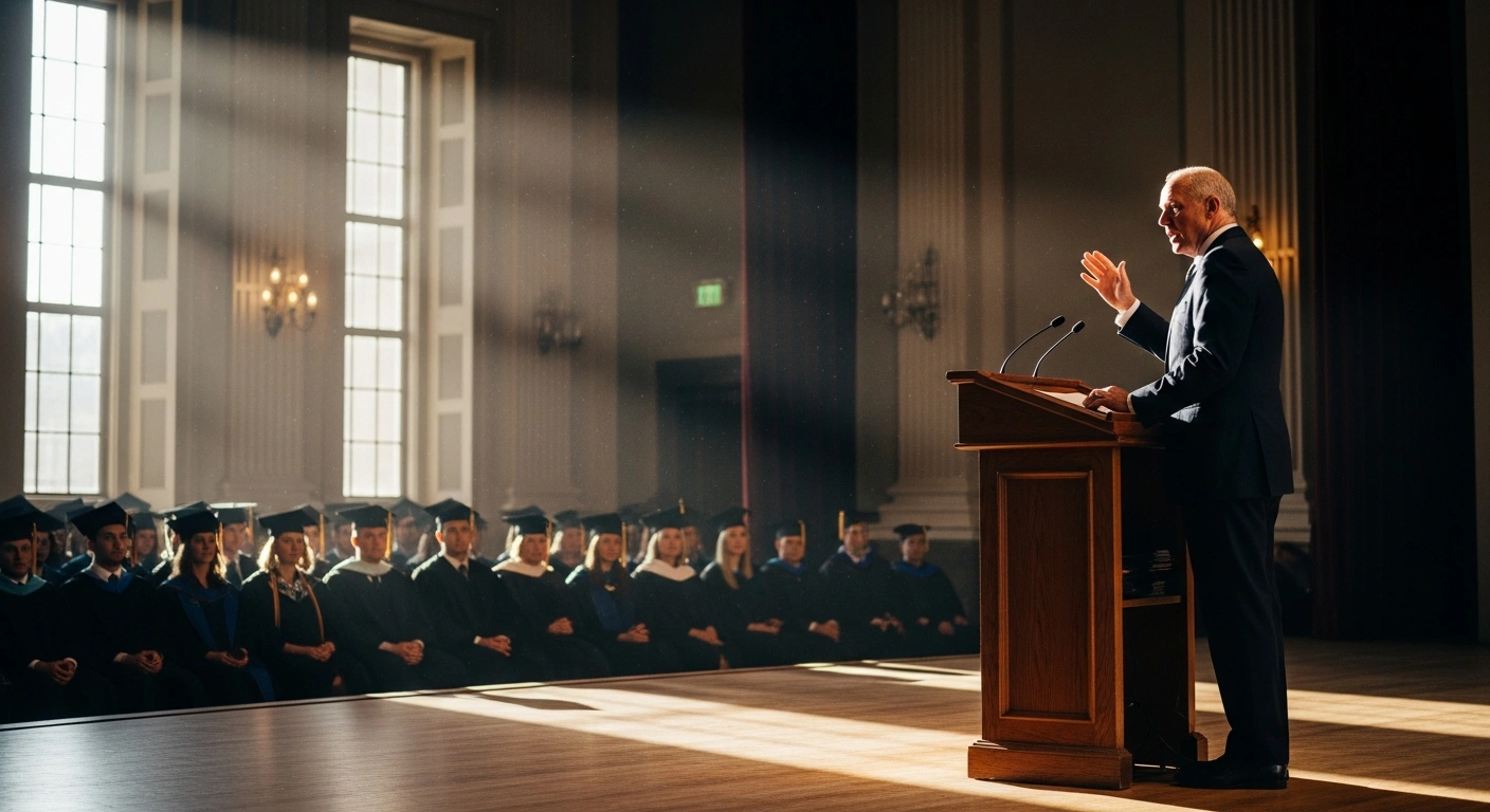 Vice President C. P. Radhakrishnan addresses graduates during the 15th convocation ceremony at the Indian Institute of Management Ranchi.