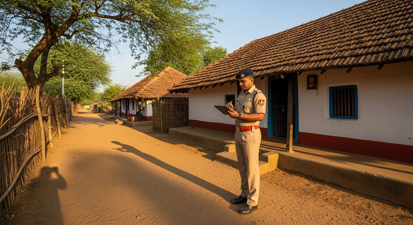 A government official collects housing and infrastructure data on a tablet during the first phase of India's 2027 census.