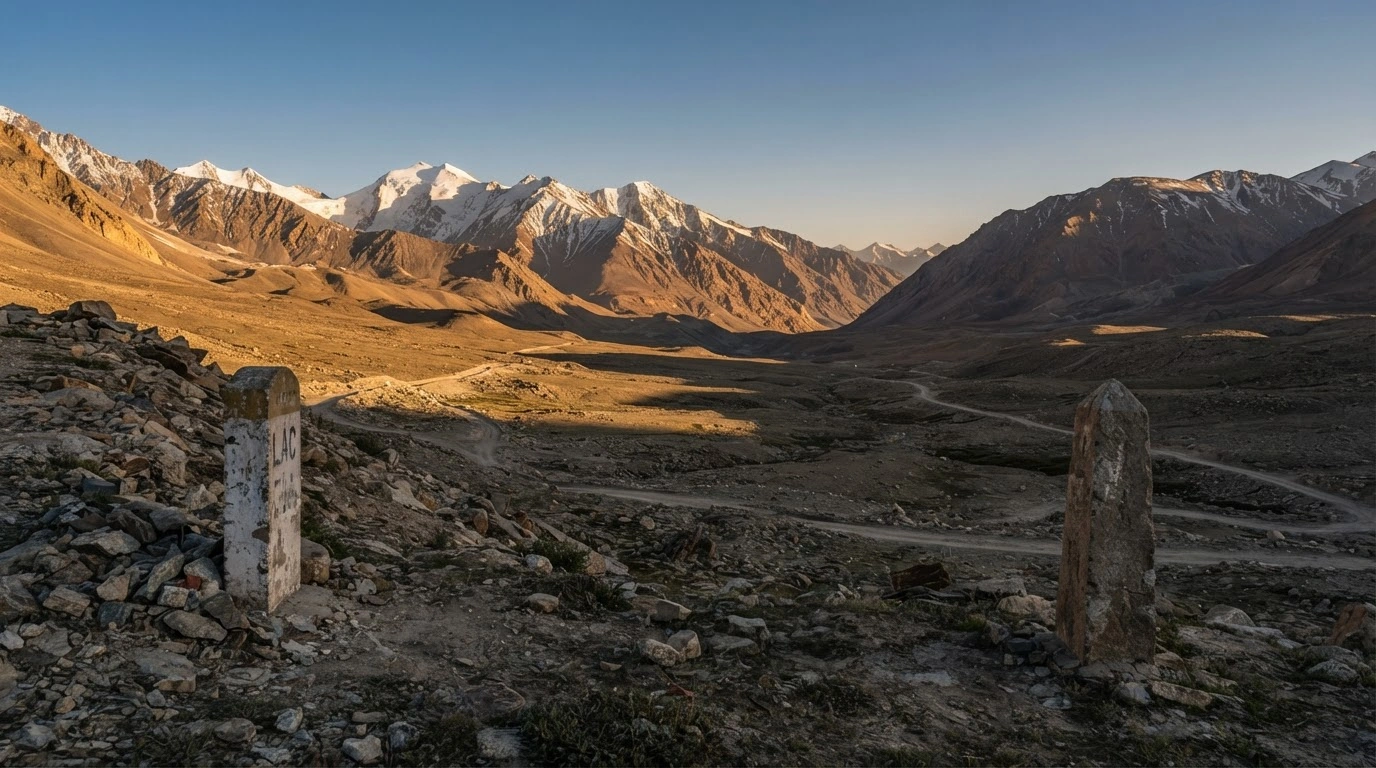 A scenic view of the Himalayan mountain range along the Line of Actual Control where India and China have reached a diplomatic agreement to de-escalate military tensions.