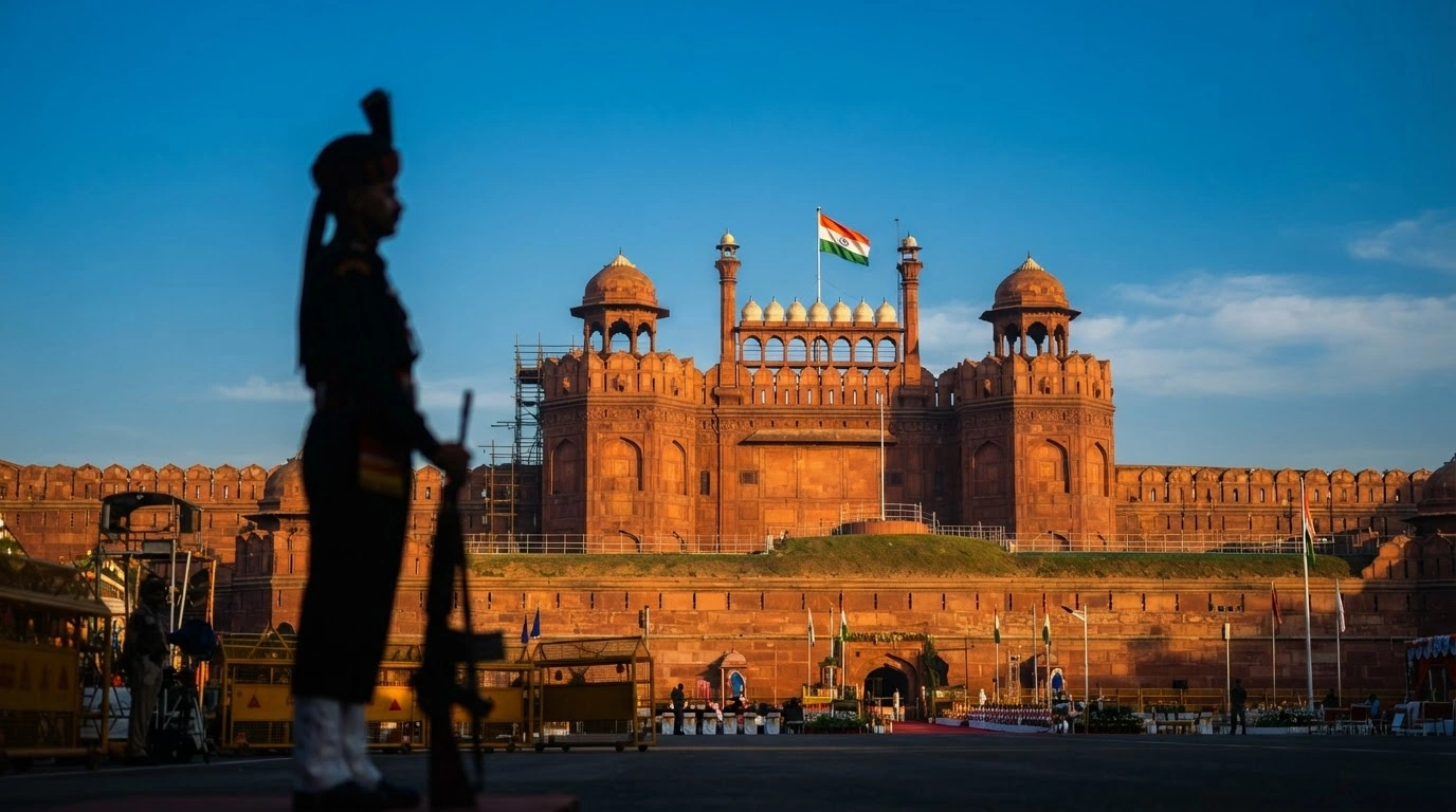 The historic Red Fort in New Delhi is decorated in preparation for India's 79th Independence Day celebrations.