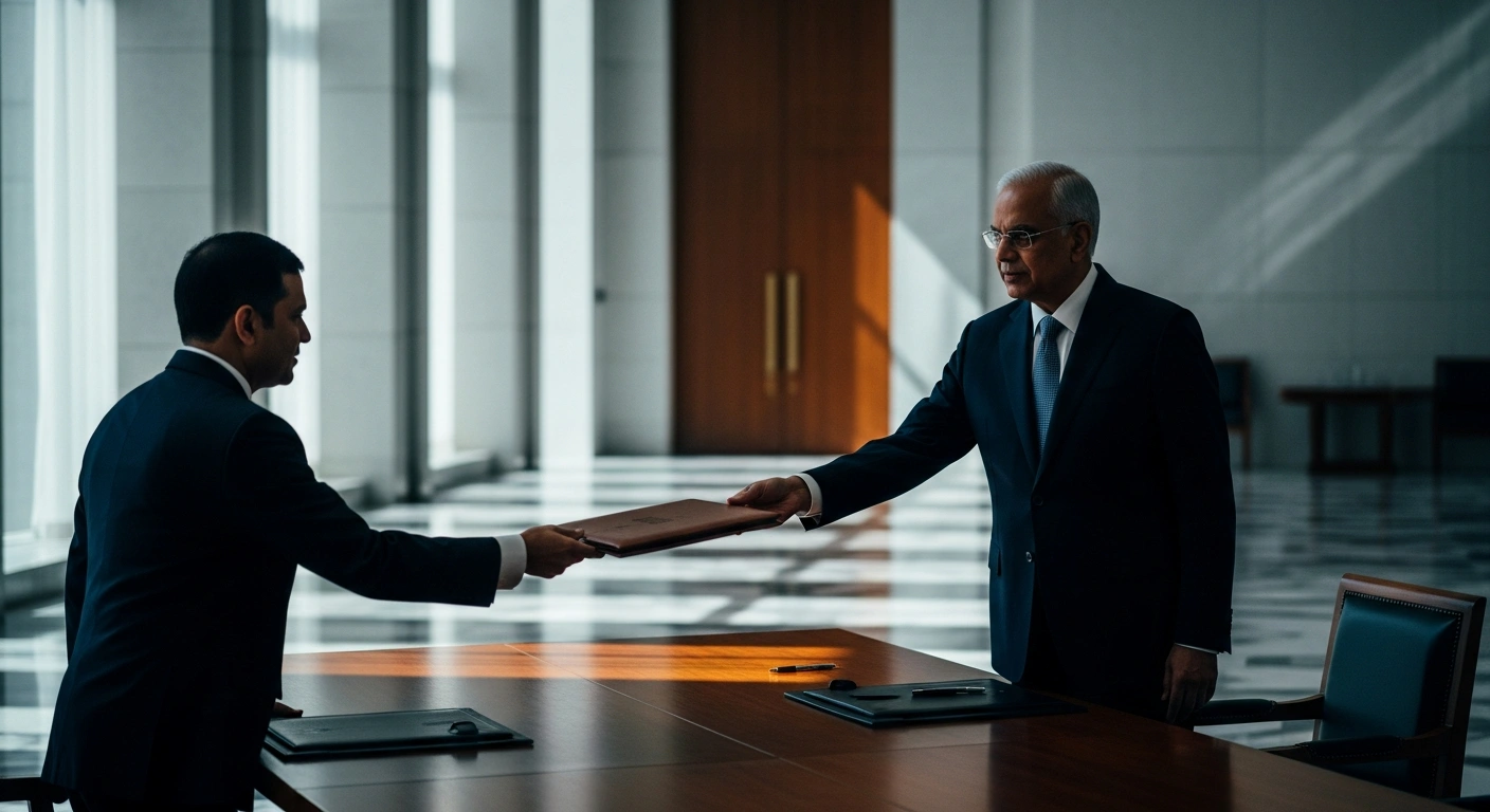 The new Indian Ambassador to China, Vikram Kumar Doraiswami, formally presents his diplomatic credentials during an official meeting with Chinese leadership.