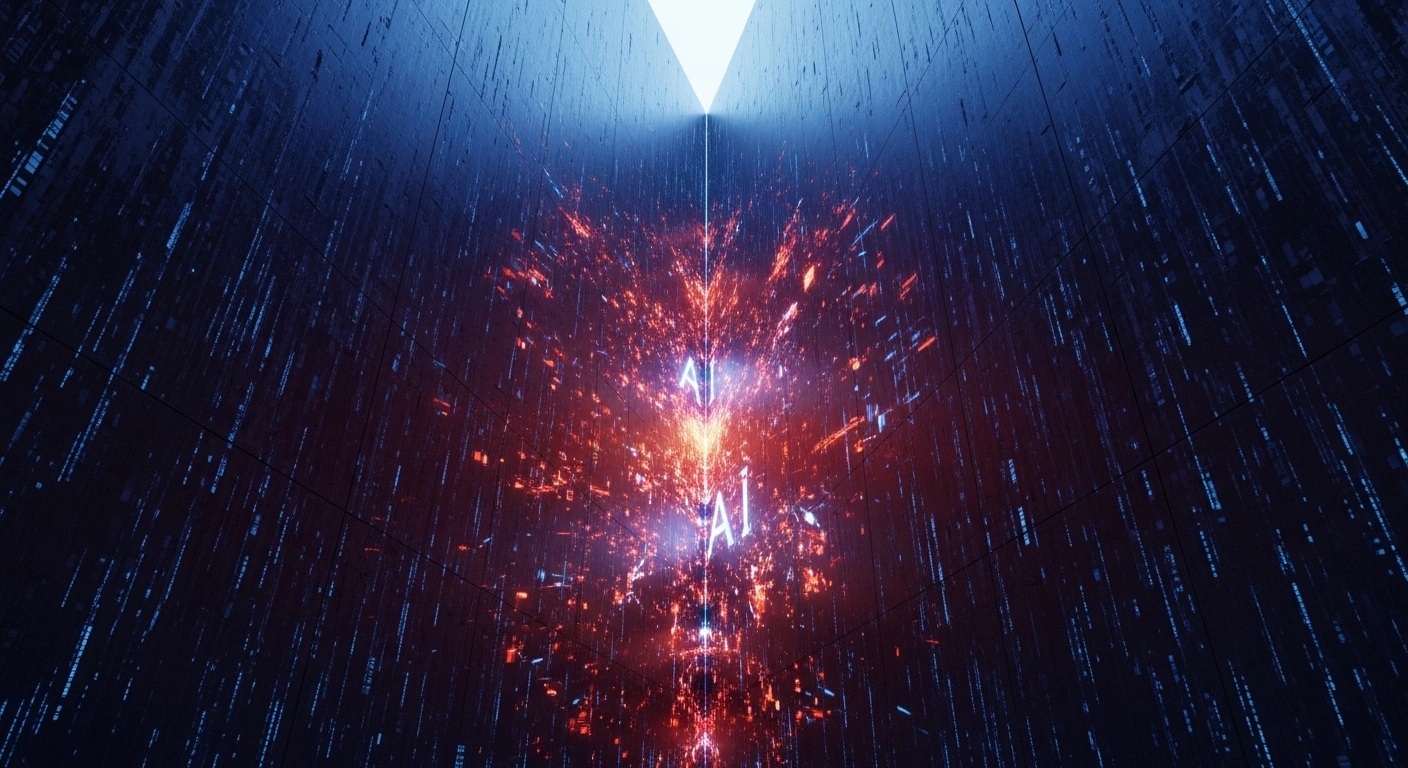 A towering digital barrier, subtly patterned with Indonesian motifs, stands as a formidable blockade against a chaotic, pulsing nebula of AI energy, symbolizing Indonesia's temporary block of Elon Musk's Grok AI chatbot due to concerns over AI-powered pornographic content and deepfakes.