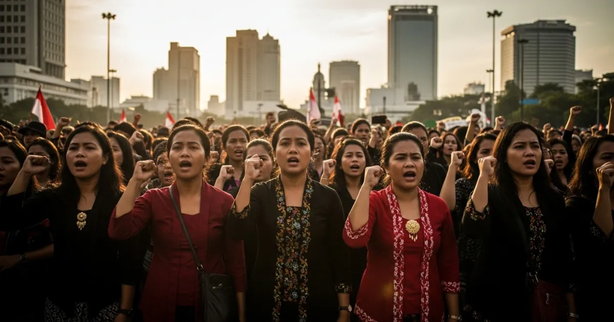 Women's Alliance Protests Fuel Prices and Nutritious Meals Program in Jakarta
