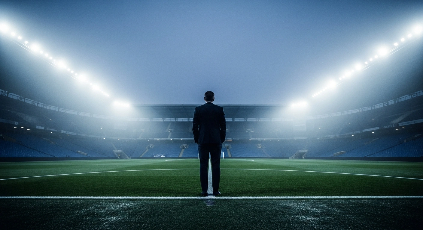 Rayo Vallecano head coach Iñigo Pérez walks away from the pitch after resigning from his position following the club's defeat in the UEFA Conference League final.